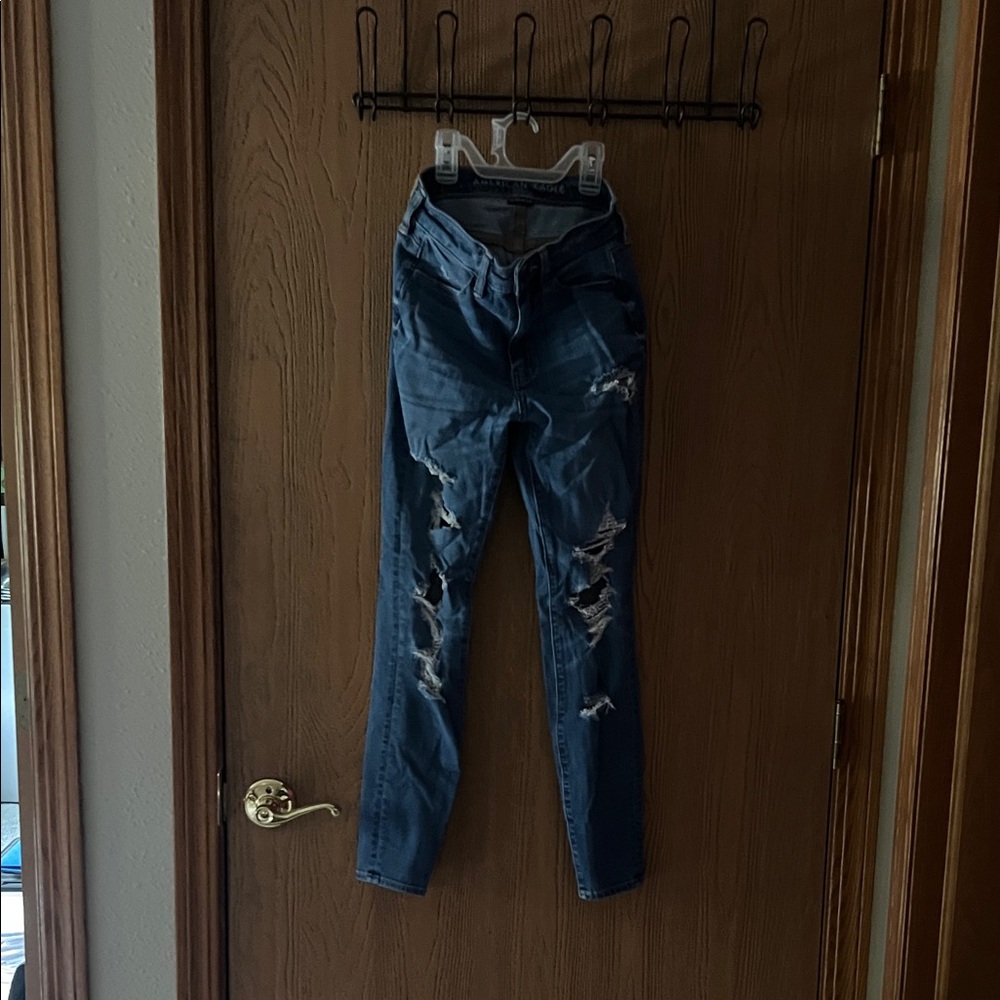 American Eagle Outfitters Ripped Blue Skinny Jeans